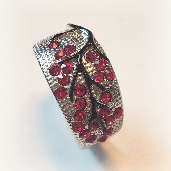 Pink Sapphire Peach Blossom Tree 925Sterling Ring - Picture 2 of 6